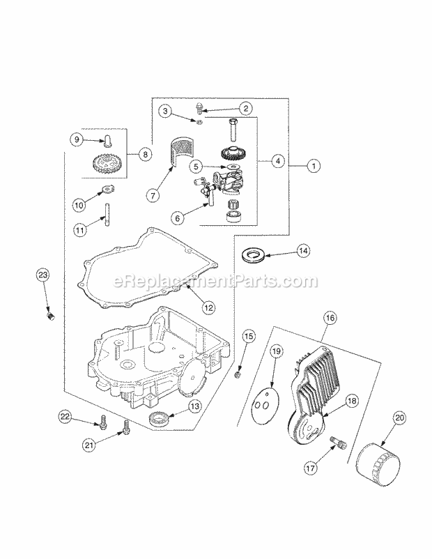 Oil Pan Lubrication Diagram and Parts List for SLT1554 13AK11CK709, 13AK11CK710, 13AK11CK712 Cub Cadet Lawn Tractor